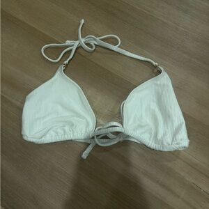 Aerie White Ribbed Bikini Top